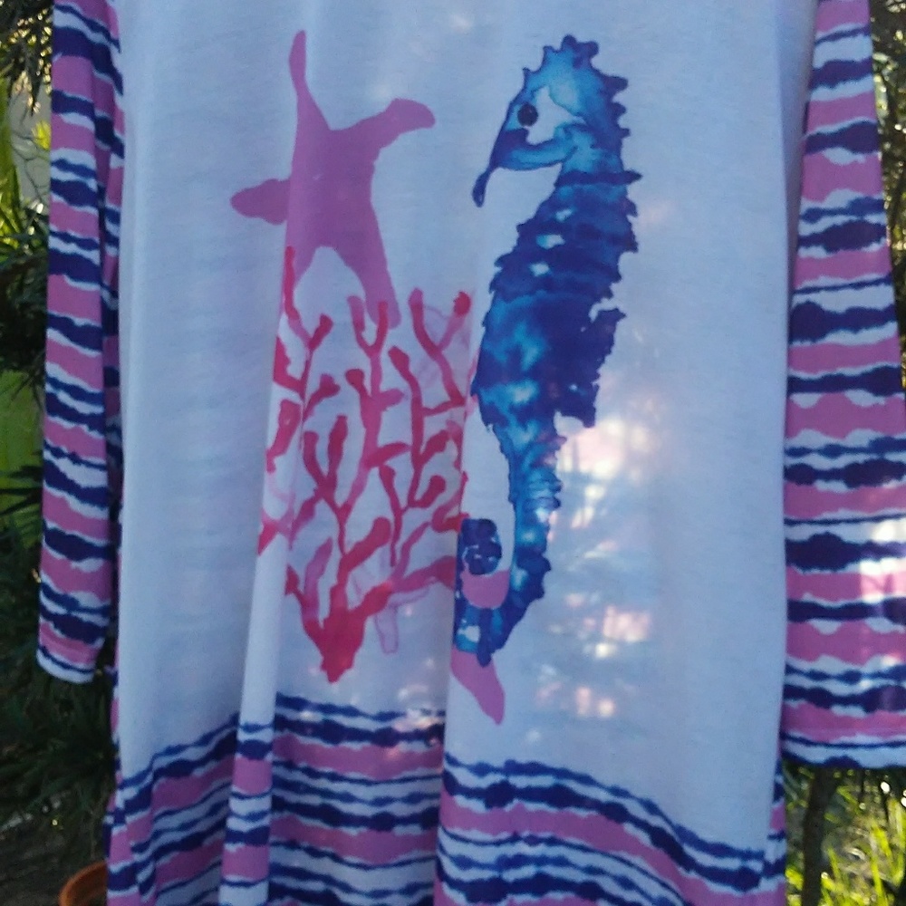 NWOT BLUES/PINKS L/S KNIT TOP Sz 1X